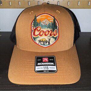 Coors Colorado Nature Brown Richardson 115 Trucker Cap Med/Large Hat Snapback